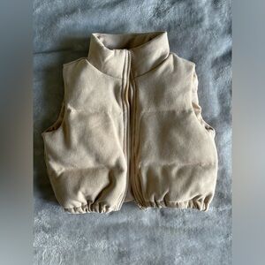Girls size 9-12 months tan fleece zip up vest